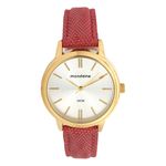 Relogio Feminino Dourado Mondaine Pulseira De Couro Vermelha