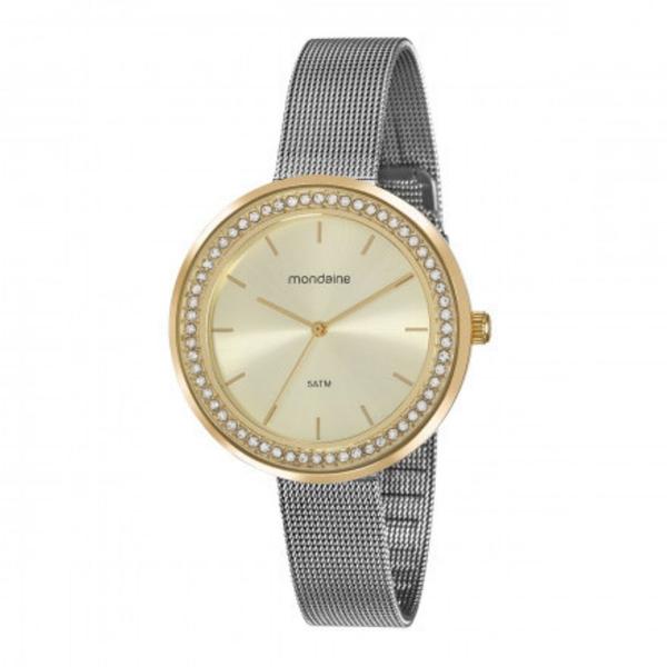 Relogio Feminino Dourado Mondaine Pulseira Prata 53668lpmvb