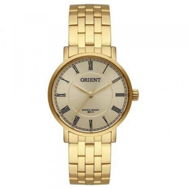 Relogio Feminino Dourado Numeros Romanos Orient Original+NF