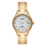 Relogio Feminino Dourado Orient com Pedras Data Madreperola