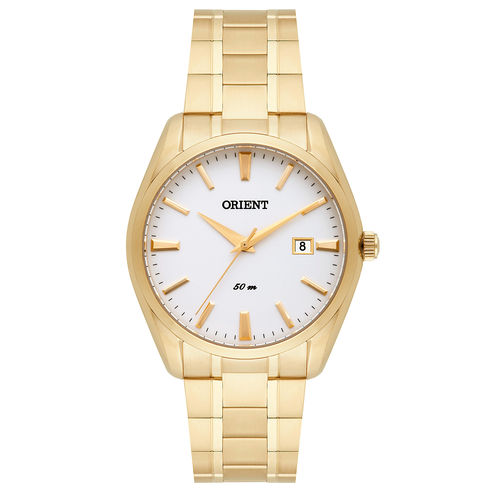 Relogio Feminino Dourado Orient Fundo Branco com Data Fgss11