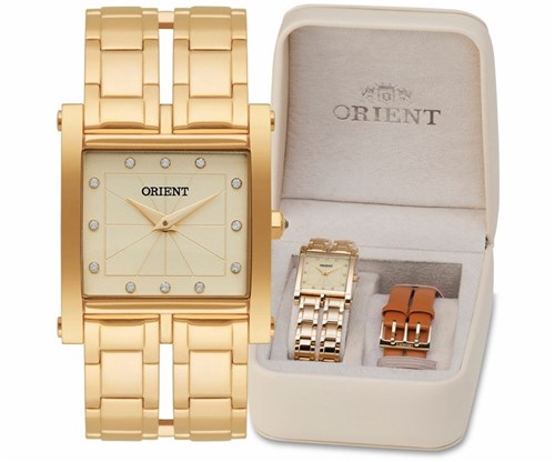 Relógio Feminino Dourado Orient Lgss0050 C1mx Eternal + Kit