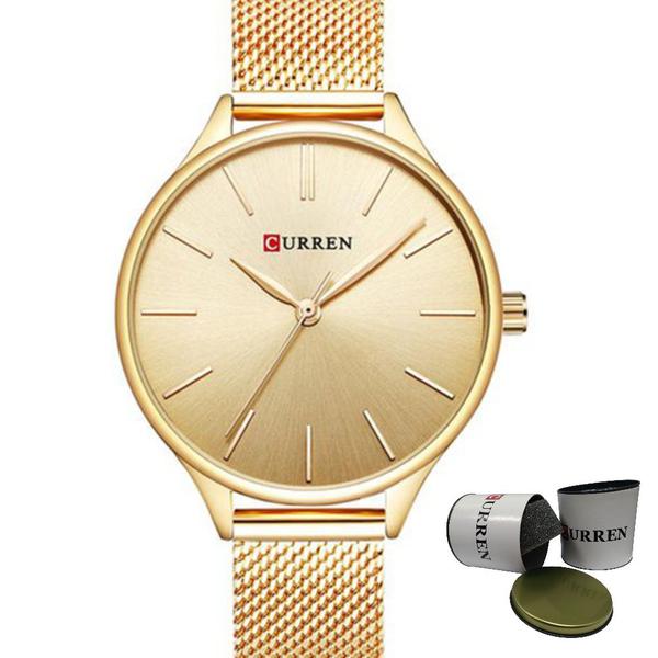 Relógio Feminino Dourado Original Curren a Pronta Entrega NF