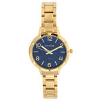 Relogio Feminino Dourado Pequeno com Fundo Azul LRG4503L D2K