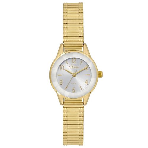 Relogio Feminino Dourado Pequeno Pulseira Elástica Condor Wj