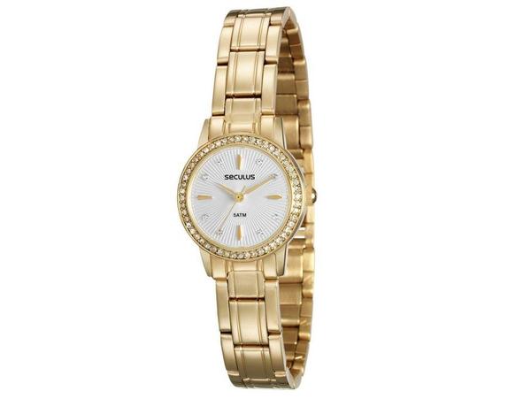 Relogio Feminino Dourado Pequeno Seculus 28906LPSVDS1