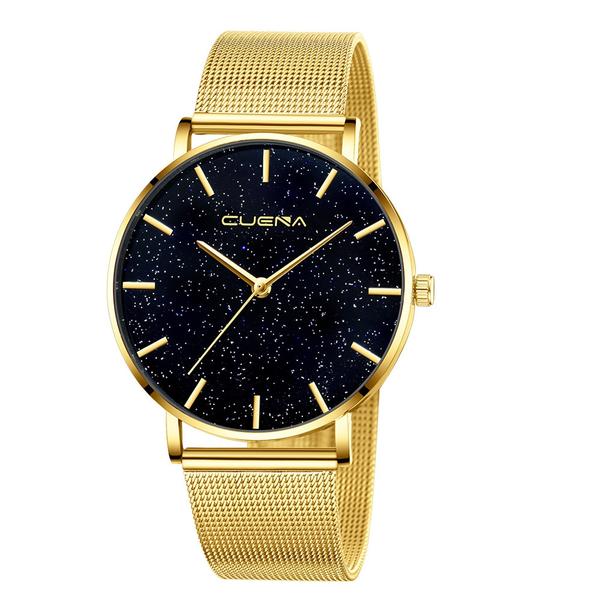 Relógio Feminino Dourado Pulseira Aço Luxo Elegante - Cuena
