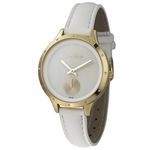 Relogio Feminino Dourado Pulseira Couro Branca Pedras Lince