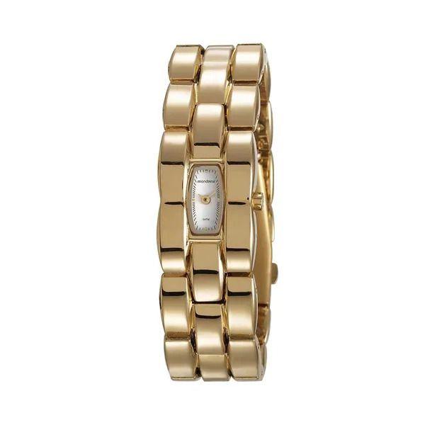 Relógio Feminino Dourado Quadrado Antigo Bracelete Mondaine