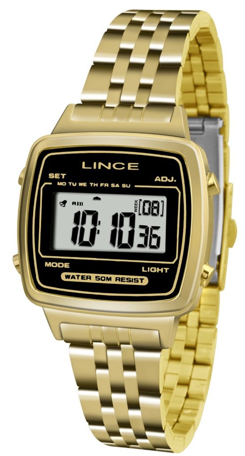 Relógio Feminino Dourado Quadrado Lince Sdph040L-Bpkx