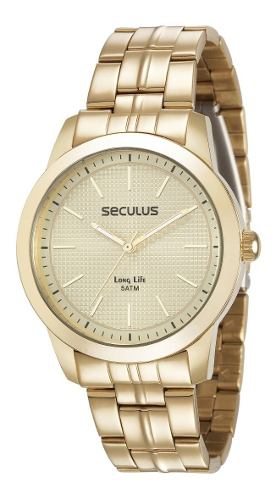 Relogio Feminino Dourado Seculus a Prova Dagua 28881lpsvda1