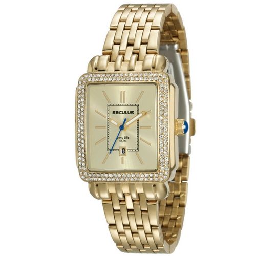 Relógio Feminino Dourado Seculus Analógico 23581LPSVDA1