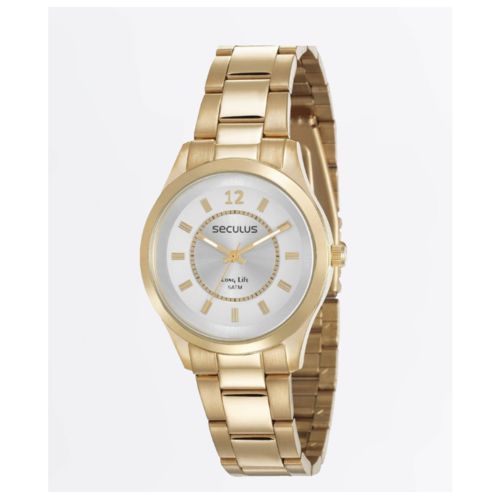 Relogio Feminino Dourado Seculus Analógico 77008lpsvda1