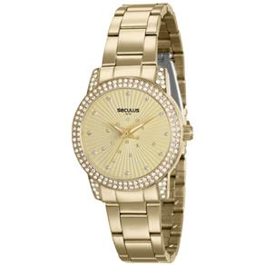 Relógio Feminino Dourado Seculus Glamour 20547LPSVDS1