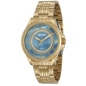 Relógio Feminino Dourado Seculus Glamour 20601LPSVDS1