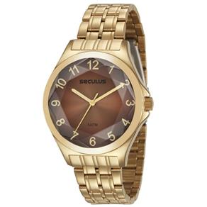 Relógio Feminino Dourado Seculus Glamour 23602LPSVDS1