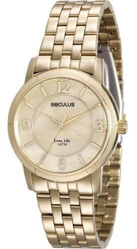 Relogio Feminino Dourado Seculus Medio 23588lpsvda1