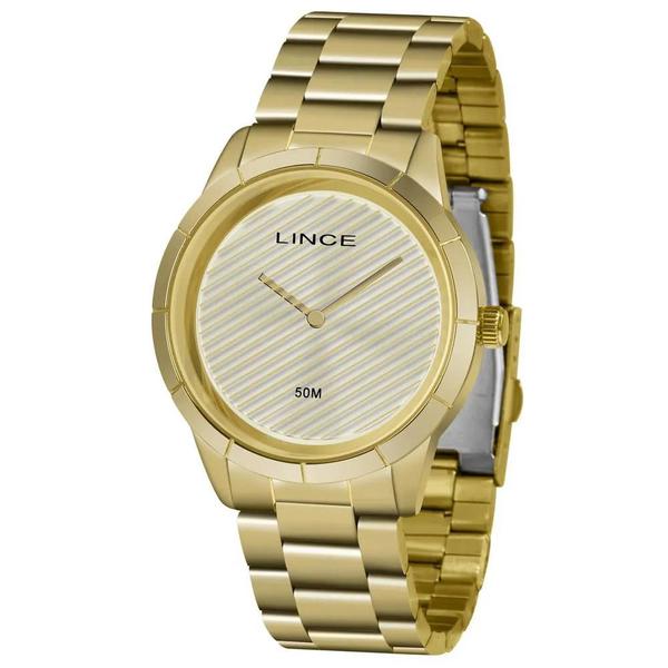 Relogio Feminino Dourado Sem Numeros Analogico Lince