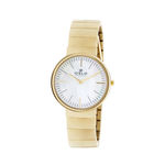 Relogio Feminino Dourado Slim Ultra Fino Fundo Madrepérola