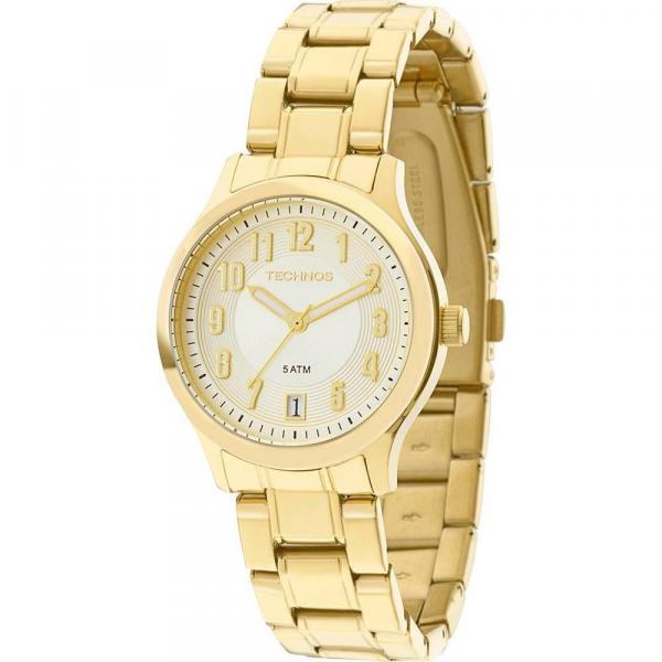 Relogio Feminino Dourado Technos com Todos os Numeros e Data