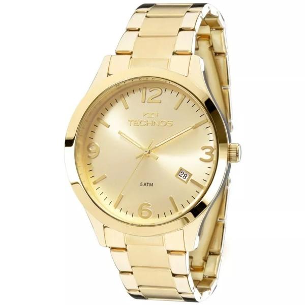 Relogio Feminino Dourado Technos Elegance Aço Inox C/ Data