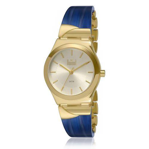 Relógio Feminino Dumont Analógico DU2035LRZ/8A Dourado com Acetato Azul