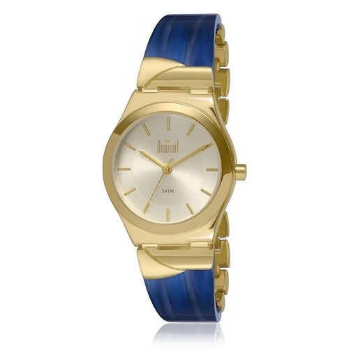 Relógio Feminino Dumont Analógico Du2035lrz/8A Dourado com Acetato Azul