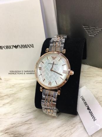 Relogio Feminino Emporio Armani Misto Mostrador Branco Madreperola