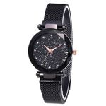 Relógio Feminino Estrelado Preto Universo Pulseira Magnética