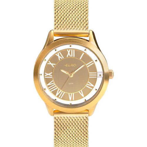 Relogio Feminino Euro Dourado Banhado Ouro Eu2039jh4d