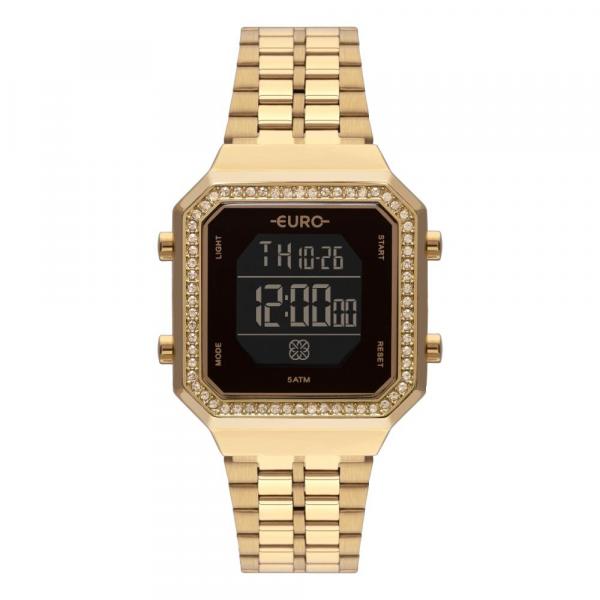 Relógio Feminino Euro Fashion Fit Digital Eubjk032ab/4p 34mm Aço Dourado