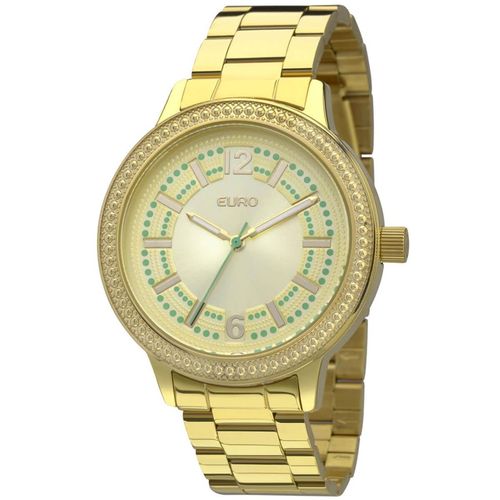 Relógio Feminino Euro Folk Analógico EU2036LZK/4D Dourado com Cristais