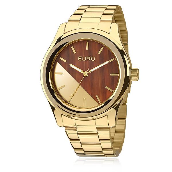 Relógio Feminino Euro Madeira Analógico EU2036MAA/4M Aço Dourado