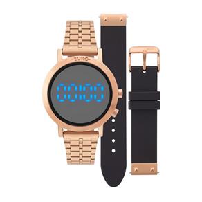 Relogio Feminino Euro Rose Digital Troca Pulseira