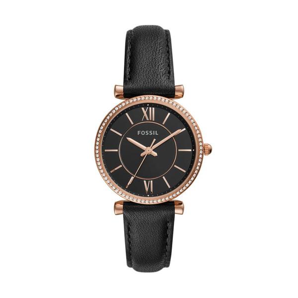 Relogio Feminino Fossil Carlie ES4507/0PN 35mm Couro Preto