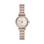 Relógio Feminino Fossil Carlie Mini ES4649/1KN 28mm Aço Bicolor Prata/Rosé