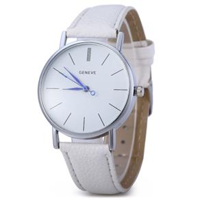 Relógio Feminino Geneva com Pulseira de Couro (Branco)