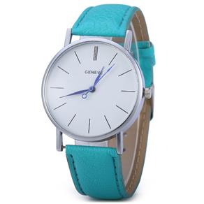 Relógio Feminino Geneva com Pulseira de Couro (Verde Menta)