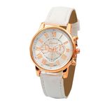 Relogio Feminino Geneva Couro Importado Utra Fashion Branco