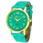 Relógio Feminino Geneva Dourado Pulseira Matelassê Verde