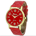 Relógio Feminino Geneva Dourado Pulseira Matelassê Vermelho