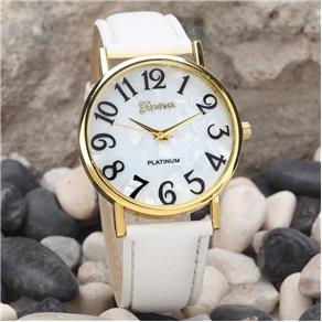 Relogio Feminino Geneva Platinum Retro Branco