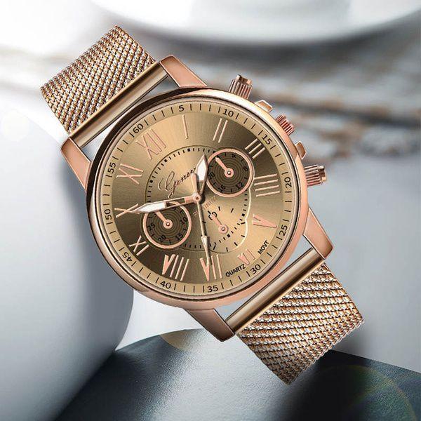 Relógio Feminino Geneva Quartzo Luxo Dourado