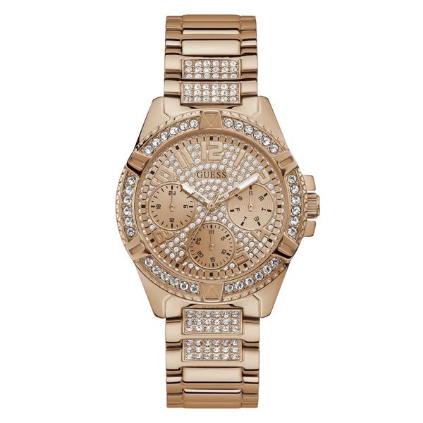 Relógio Feminino Guess Aço Colorido Rose Gold, Detalhes e Acabamento em Cristais Brancos 92710LPGSRA3 Multifunção