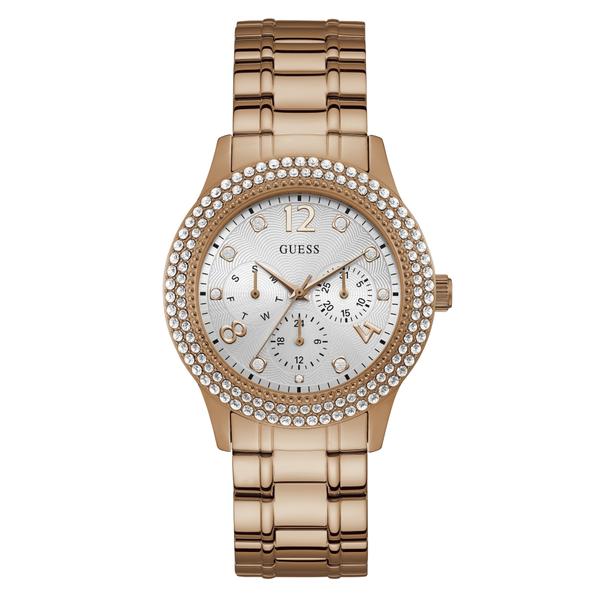 Relógio Feminino Guess Aço Colorido Rose Gold, Detalhes em Cristais Brancos 92690LPGSRA3 Multifunção