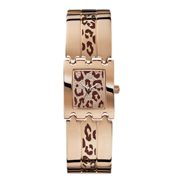 Relógio Feminino Guess Aço Colorido Rose Gold, Quadrado, Detalhes Oncinha 92537LPGLRA1 Analógico