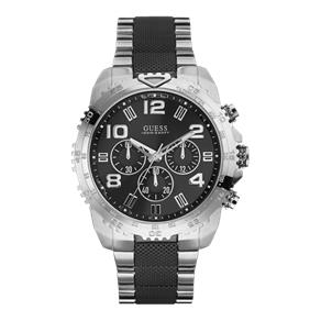 Relógio Feminino Guess Black And Silver-Tone Masculine Textured Watch