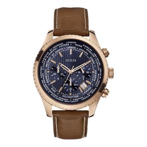 Relógio Feminino Guess Brown, Blue And Rose Tom Ouro Dourado Leading Sport Watch