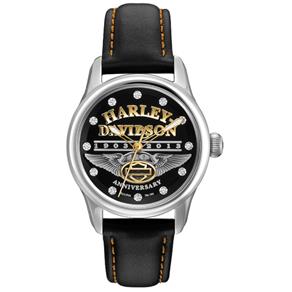 Relógio Feminino Harley-Davidson Modelo 76L164 a Prova D` Água / Pulseira em Couro - Edição 110o Aniversário