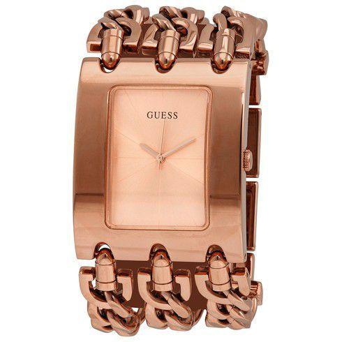 Relógio Feminino Heavy Metal Quartz Rose Gold Dial Guess